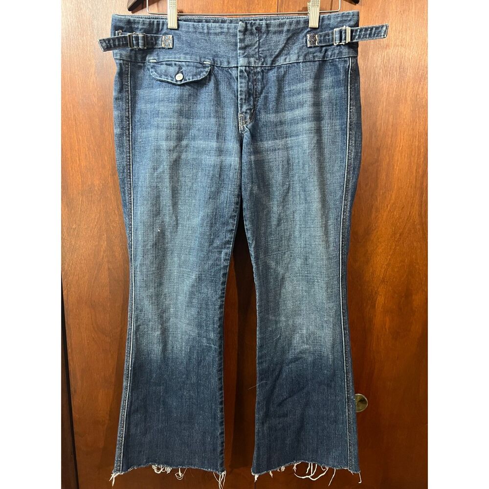 7 For All Mankind Mid Rise Bootcut Trouser Style Jeans Frayed Hem  Vtg Y2K 32